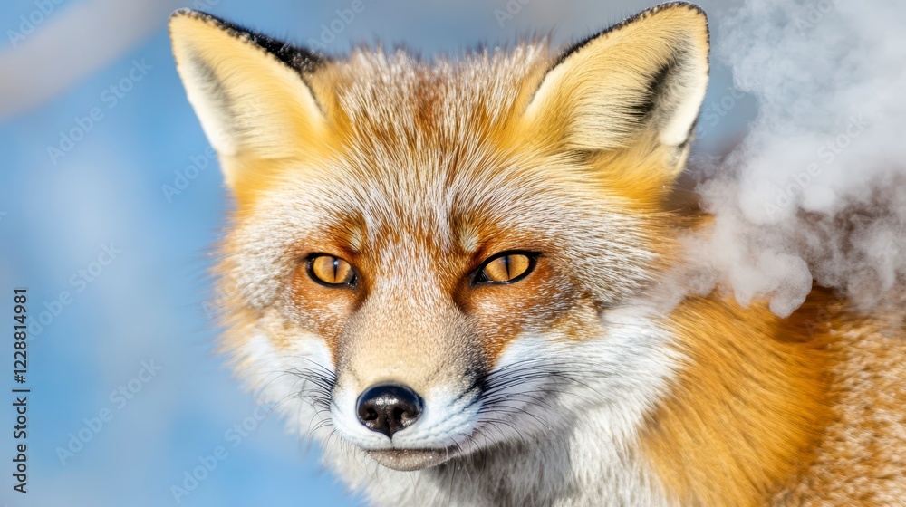 Fototapeta premium Close-Up of a Majestic Red Fox with Beautiful Fur and Intense Eyes