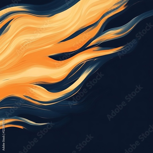 Abstract painting of flowing streaks of orange and dark colors.  Possible use Background image for websites or posters photo