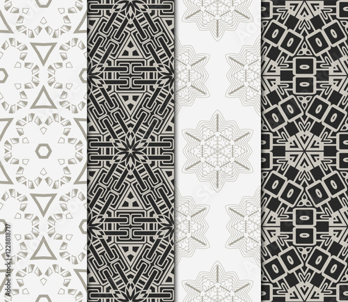 set of Seamless texture of floral ornament. Vector illustration. For the interior design, printing, web and textile