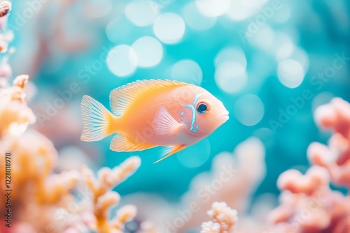 Vibrant Coral Reef Fish Amidst Lively Underwater Scenery photo