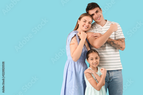 Family with medical patches...