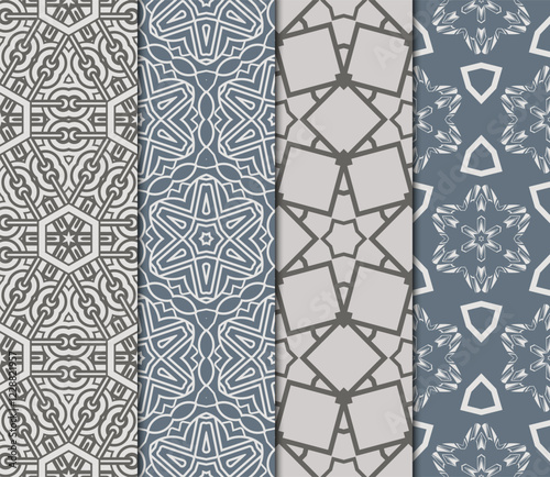 set of Seamless texture of floral ornament. Vector illustration. For the interior design, printing, web and textile