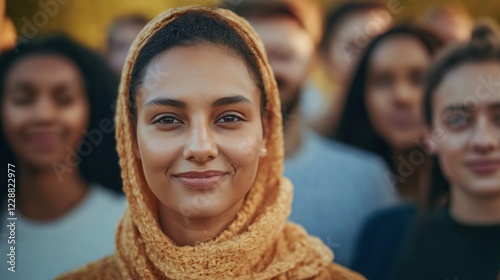 Diverse group of multicultural individuals, warm and inclusive atmosphere.