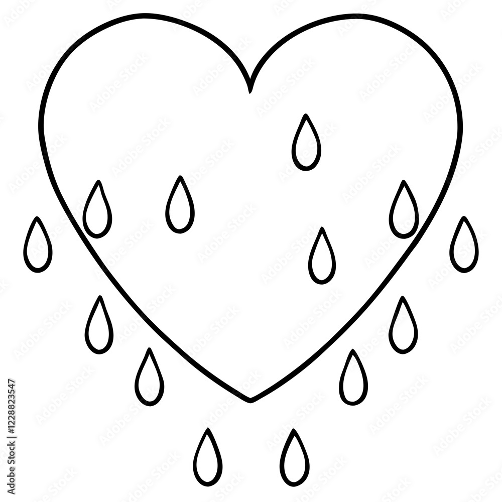 Graceful heart outline crafted with falling raindrops Graceful heart outline crafted with falling raindrops