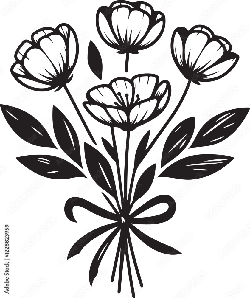 Obraz premium Elegant Anemone Bloom - Botanical Line Art