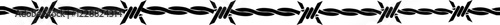Seamless barb wire shapes icon, Vector fence graphic deign elements, black wire barb fence frames. Concept of protection, danger or security, isolated on transparent background, Jail or border fence