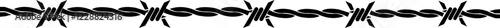 Seamless barb wire shapes icon, Vector fence graphic deign elements, black wire barb fence frames. Concept of protection, danger or security, isolated on transparent background, Jail or border fence