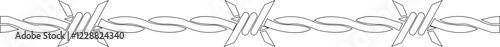 Seamless barb wire shapes icon, Vector fence graphic deign elements, black wire barb fence frames. Concept of protection, danger or security, isolated on transparent background, Jail or border fence