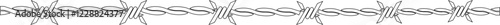 Seamless barb wire shapes icon, Vector fence graphic deign elements, black wire barb fence frames. Concept of protection, danger or security, isolated on transparent background, Jail or border fence