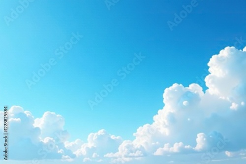 Cielo azul claro con nubes blancas suaves y redondas, clear sky, rounded shapes, soft textures