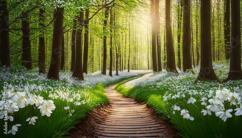 Spring Forest Path Background