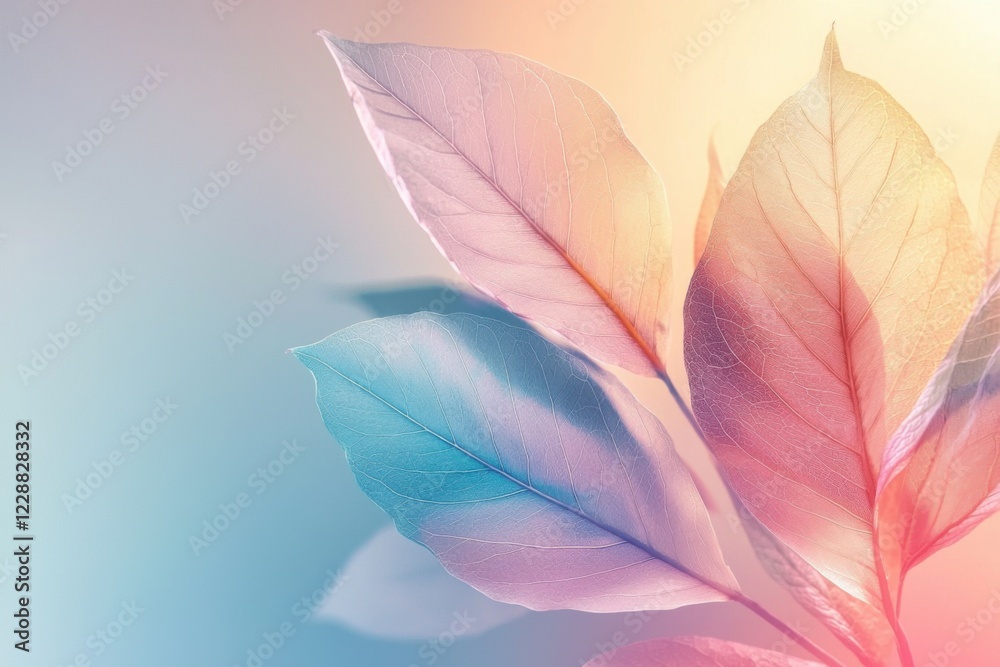 Fototapeta premium Subtle minimalist background with soft leaf shapes in pastel colors