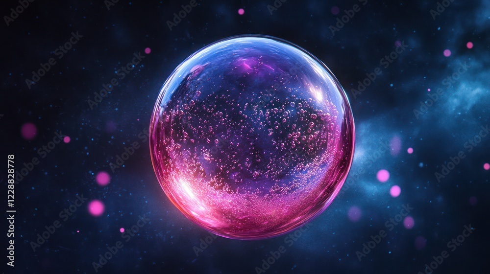 Fototapeta premium Pink nebula sphere cosmic space, background; science fiction
