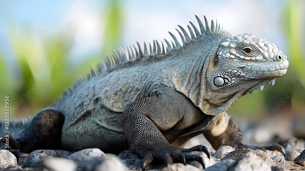 Gray Iguana on Rocks Profile View Gray Iguana on Rocks Profile View