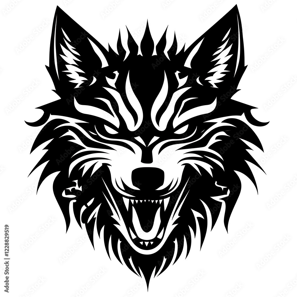 Fototapeta premium Aggressive Wolf Head Graphic Design