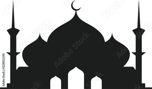 Minimalist Mosque Silhouette Vector – Elegant Islamic Architecture