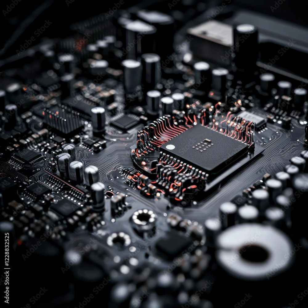 High Tech Circuit Board Close up of Processor Microchip Technology Electronics Hardwa High Tech Circuit Board Close up of Processor Microchip Technology Electronics Hardwa