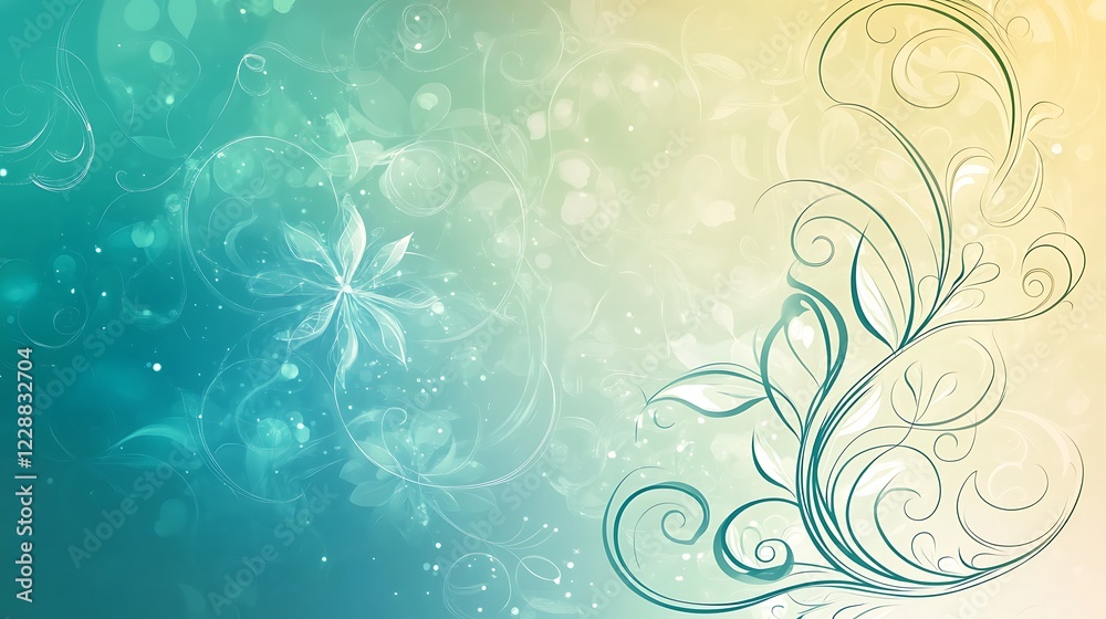 Abstract Teal and Beige Floral Design Background Abstract Teal and Beige Floral Design Background