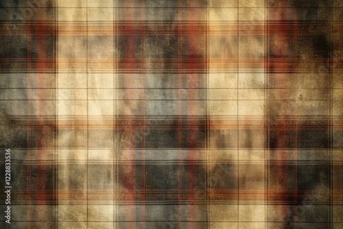 Vintage Plaid Background in Muted Earth Tones with Classic Patterns and Rustic Charm