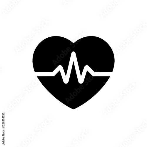 Heart Rate Icon: A bold black heart icon with a white heartbeat line tracing through its center, symbolizing health, vitality, and the pulse of life. This graphic is a powerful visual for wellness.