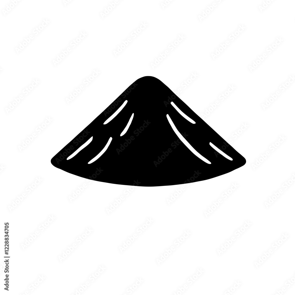Fototapeta premium Black and White Pile of Dirt: A simple, minimalist illustration of a pile of dirt, depicted in solid black against a white background. Perfect for minimalist design projects.