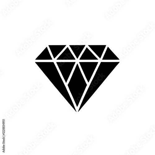 Diamond Icon: A classic illustration of a brilliant-cut diamond, rendered in bold black, conveying luxury, value and sophistication.