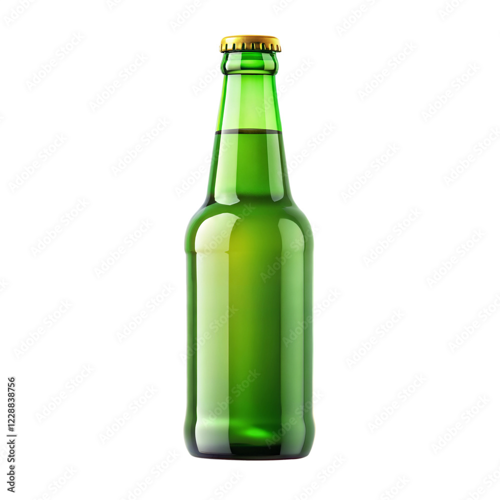 Green Glass Bottle of Beer Isolated on Transparent Background. Green Glass Bottle of Beer Isolated on Transparent Background.