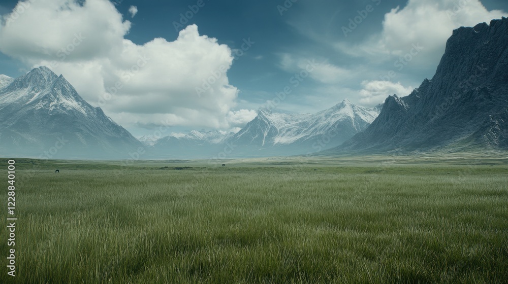 Fototapeta premium A natural grass field with contrasting green tones and visible textures, perfect for environment themes.