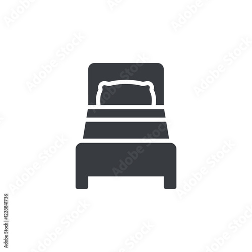 A bed with a pillow and blanket vector icon