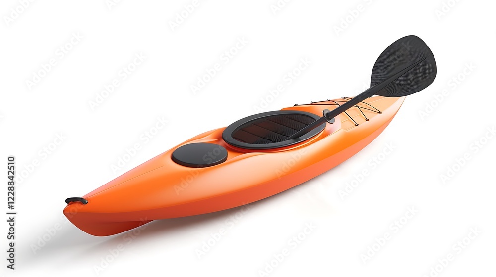A lightweight kayak paddle with ergonomic grips isolated on white background. A lightweight kayak paddle with ergonomic grips isolated on white background.