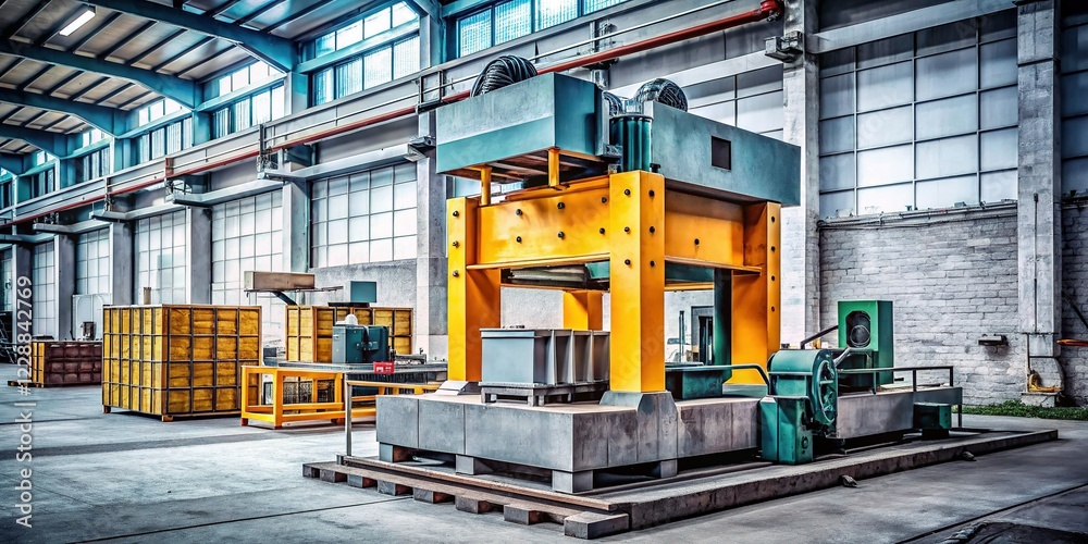 Fototapeta premium Minimalist Industrial: Concrete Block Factory Equipment