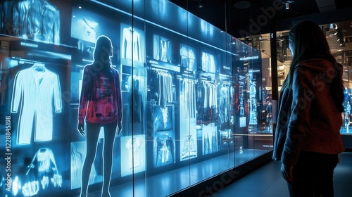 Interactive Digital Display Showcase, Futuristic Clothing Retail Experience