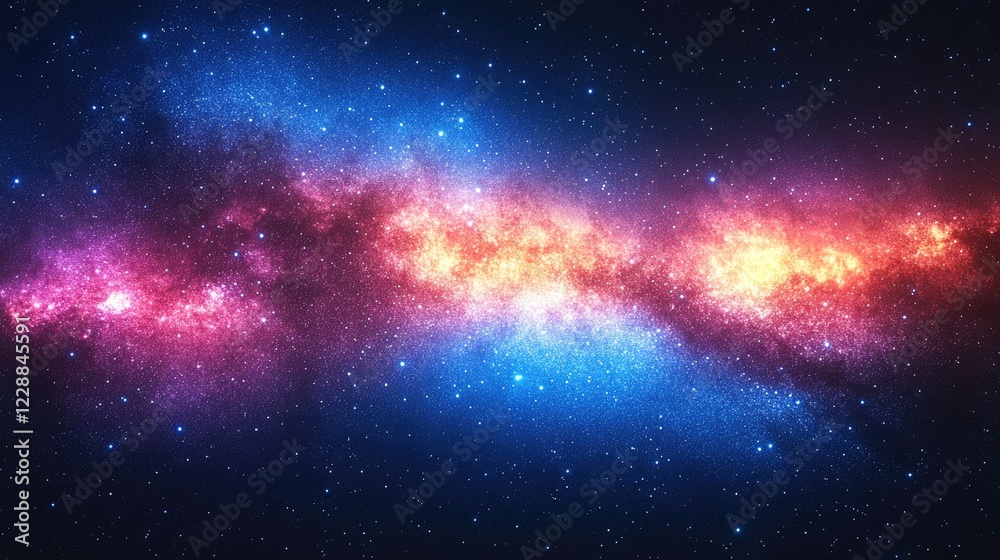 Fototapeta premium Stunning cosmic landscape featuring a vibrant galaxy with swirling colors and distant stars