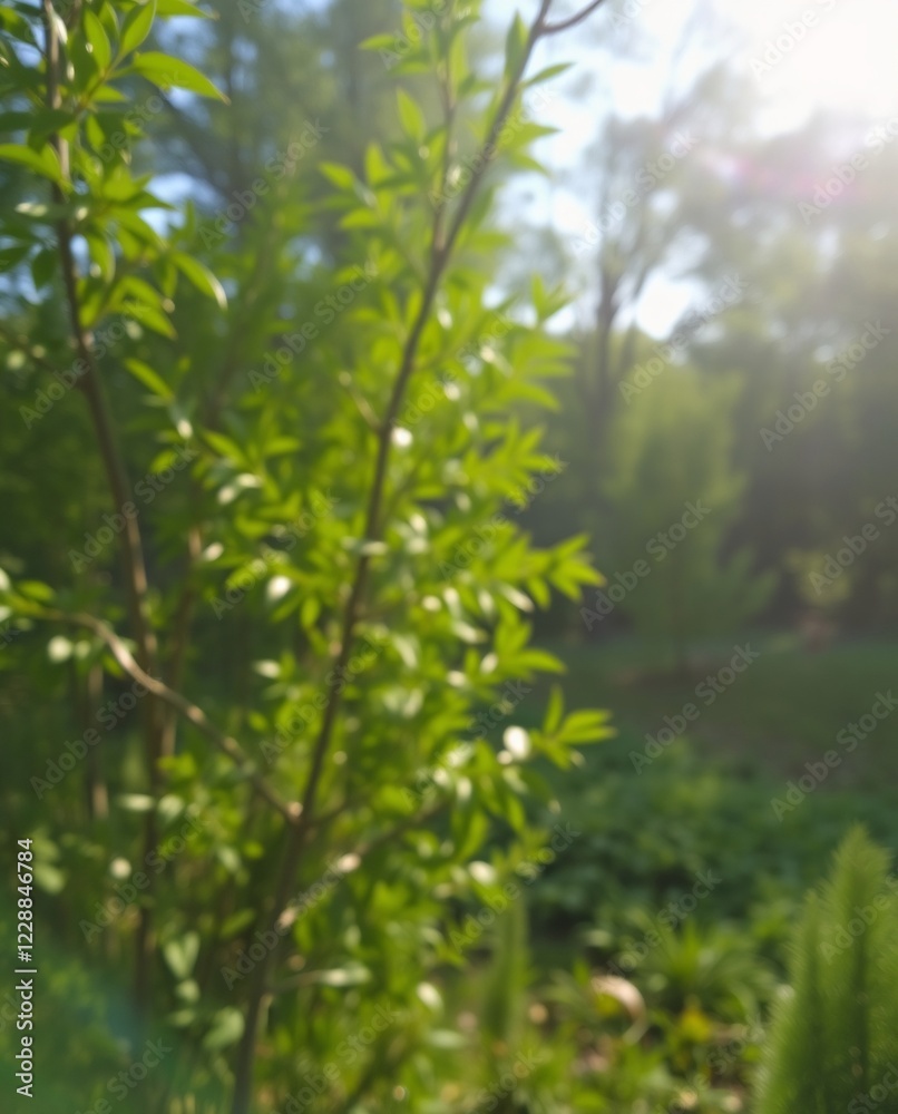 Sunlit Green Foliage in a Lush Garden Sunlit Green Foliage in a Lush Garden