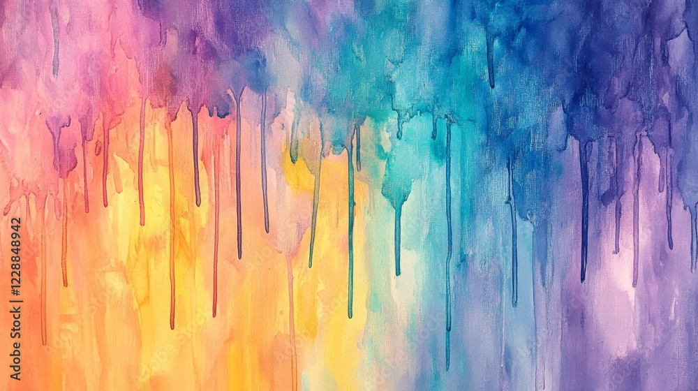 Fototapeta premium Watercolor drips Abstract painting Oil on canvas Background texture