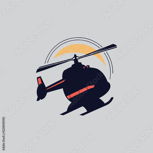 Modern Helicopter Vector Logo Design
