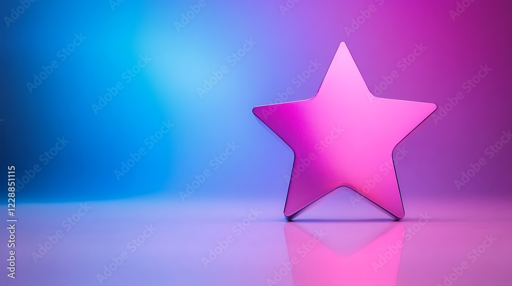 A Pink Metallic Star Against A Blue Purple Gradient Background A Pink Metallic Star Against A Blue Purple Gradient Background