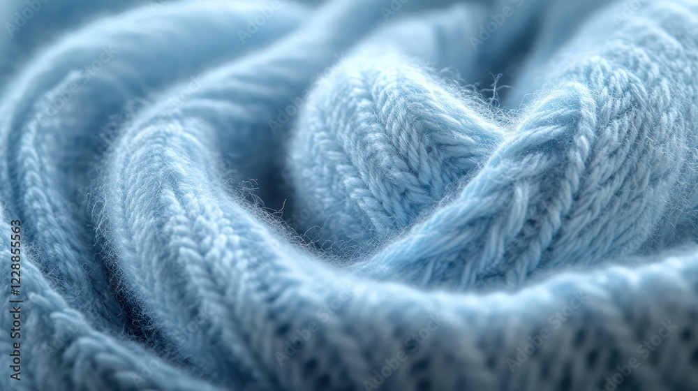 Close up of blue knitted textured background with white spots. Trendy color. Close up of blue knitted textured background with white spots. Trendy color.