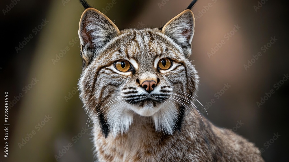 Fototapeta premium Close-up portrait of a lynx with intense gaze.
