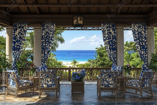 Tropical Ocean View From Luxurious Patio Seating photo