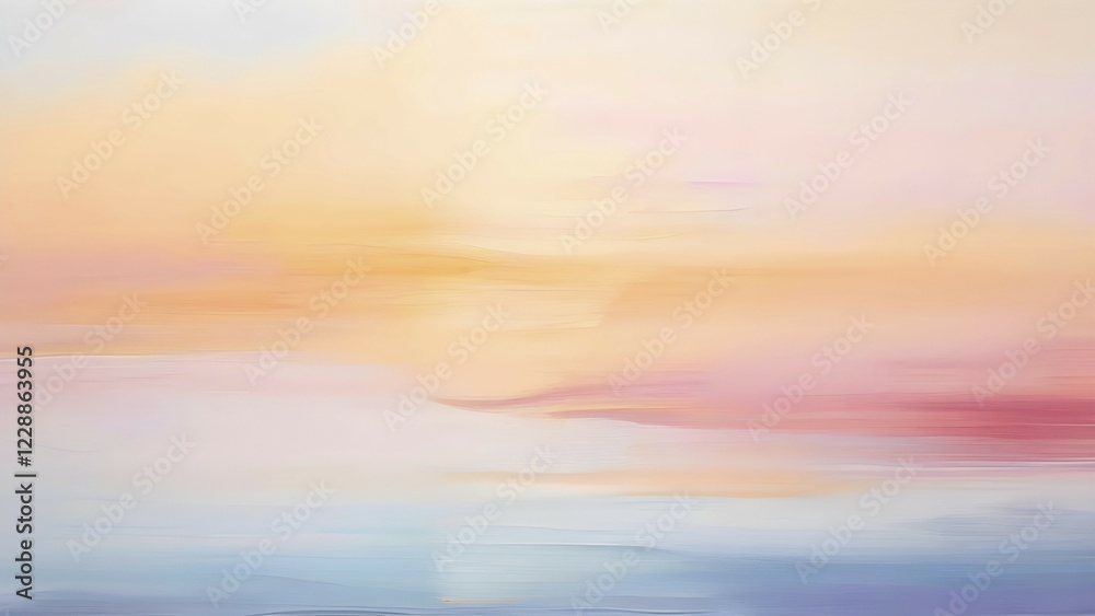 Fototapeta premium Abstract horizon line with layers of soft, pastel colors rising and falling, creating a soothing breathing rhythm, AI generated