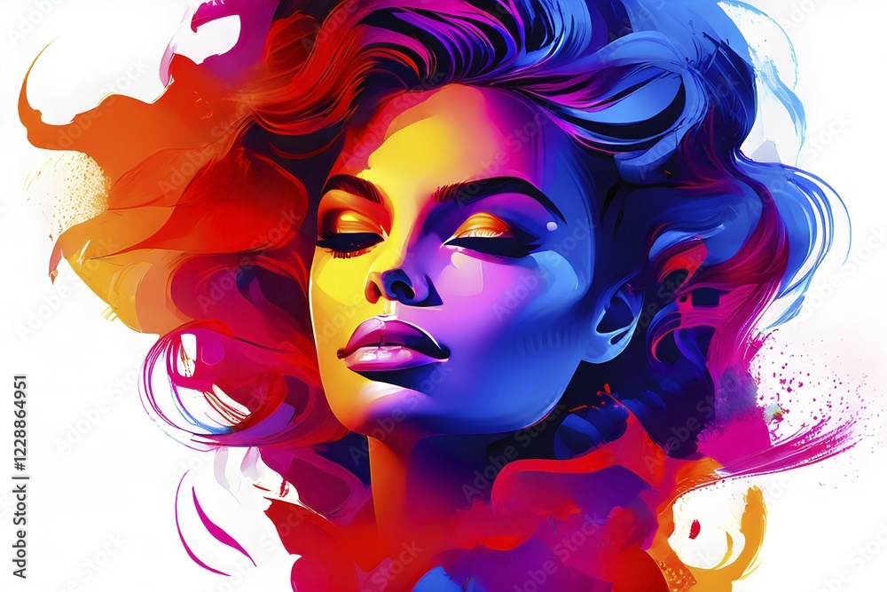 Naklejka premium AI generated abstract portrait in vector art foundation watercolor textures with overlapping photographic elements