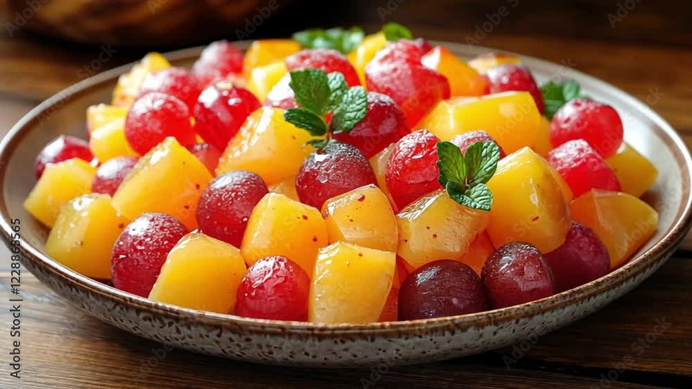 Delicious Fruit Salad: A vibrant mix of sweet oranges and red grapes, glazed to perfection. A delightful treat for any occasion! Delicious Fruit Salad: A vibrant mix of sweet oranges and red grapes, glazed to perfection. A delightful treat for any occasion!