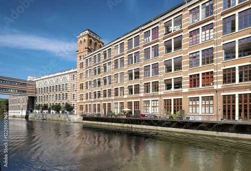 Φωτογραφία Elsterpark, former yarn mill, industrial monument, Leipzig, Saxony, Germany, Eur