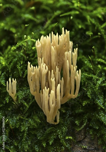 Ramaria flaccida (Phaeoclavulina flaccida) on moss, inedible, Hesse, Germany, Europe photo