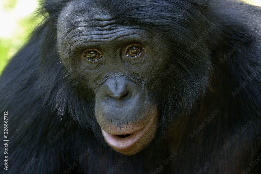 Bonobo (Pan paniscus), portrait, Lola ya Bonobo Sanctuary, Kimwenza, Mont Ngafula, Kinshasa, Democratic Republic of the Congo Bonobo (Pan paniscus), portrait, Lola ya Bonobo Sanctuary, Kimwenza, Mont Ngafula, Kinshasa, Democratic Republic of the Congo