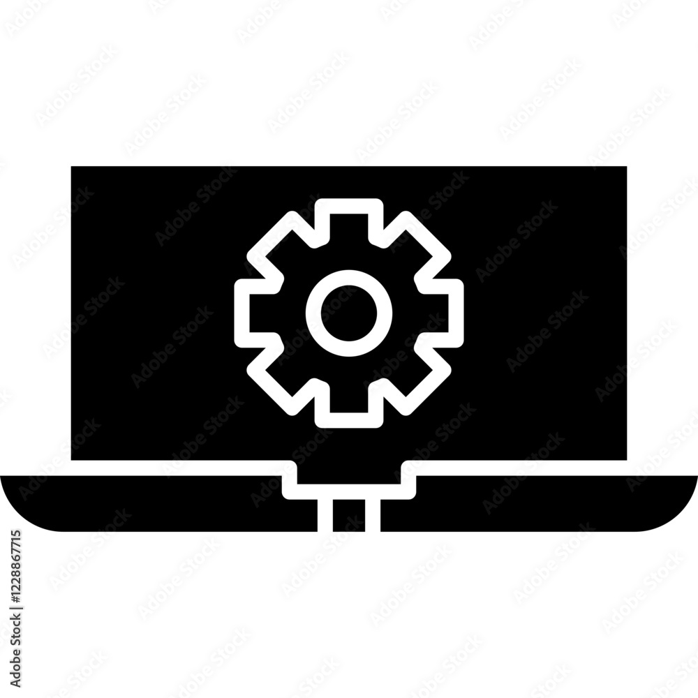Laptop Settings icon single vector illustration Laptop Settings icon single vector illustration