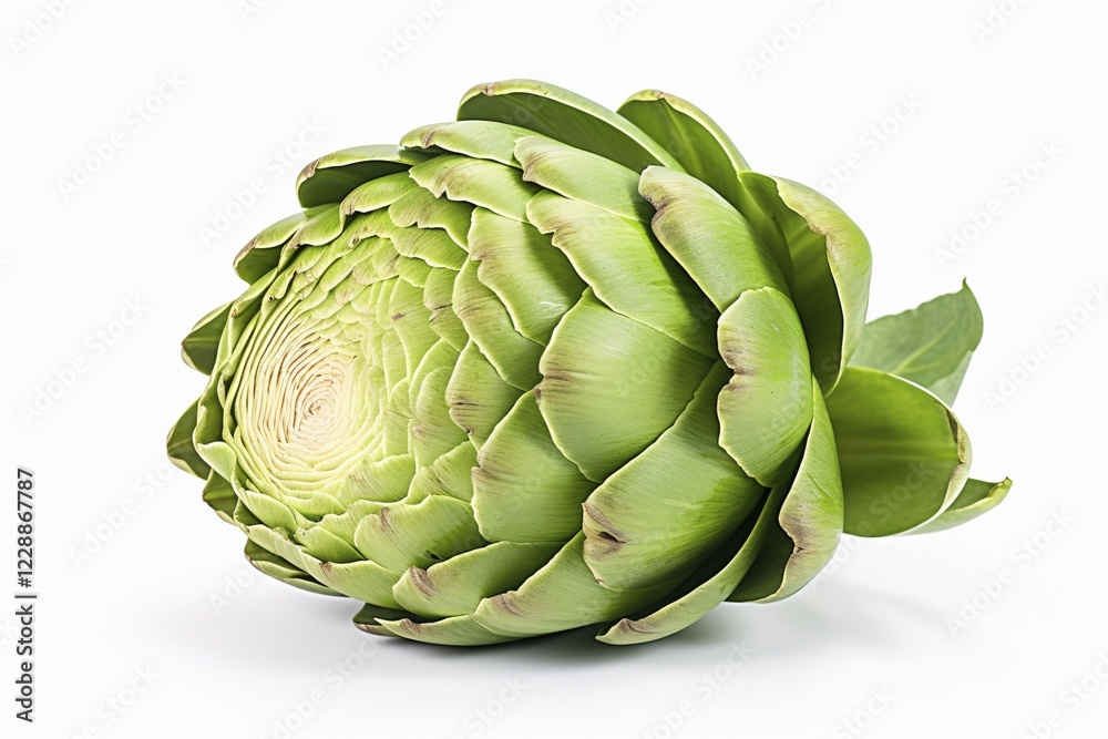 Obraz premium Single artichoke on white background. KI generiert, generiert, AI generated