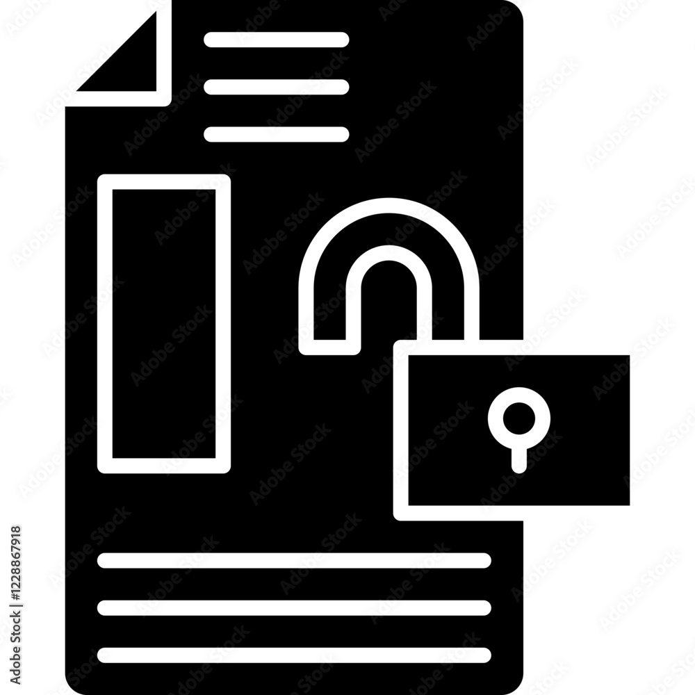 Obraz premium Unlock Documents icon single vector illustration