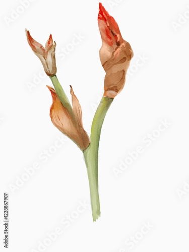 iris watercolor illustration red isolated on white